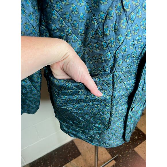 Jacket Quilted silk reversible bright green blue pink - Picture 5 of 16